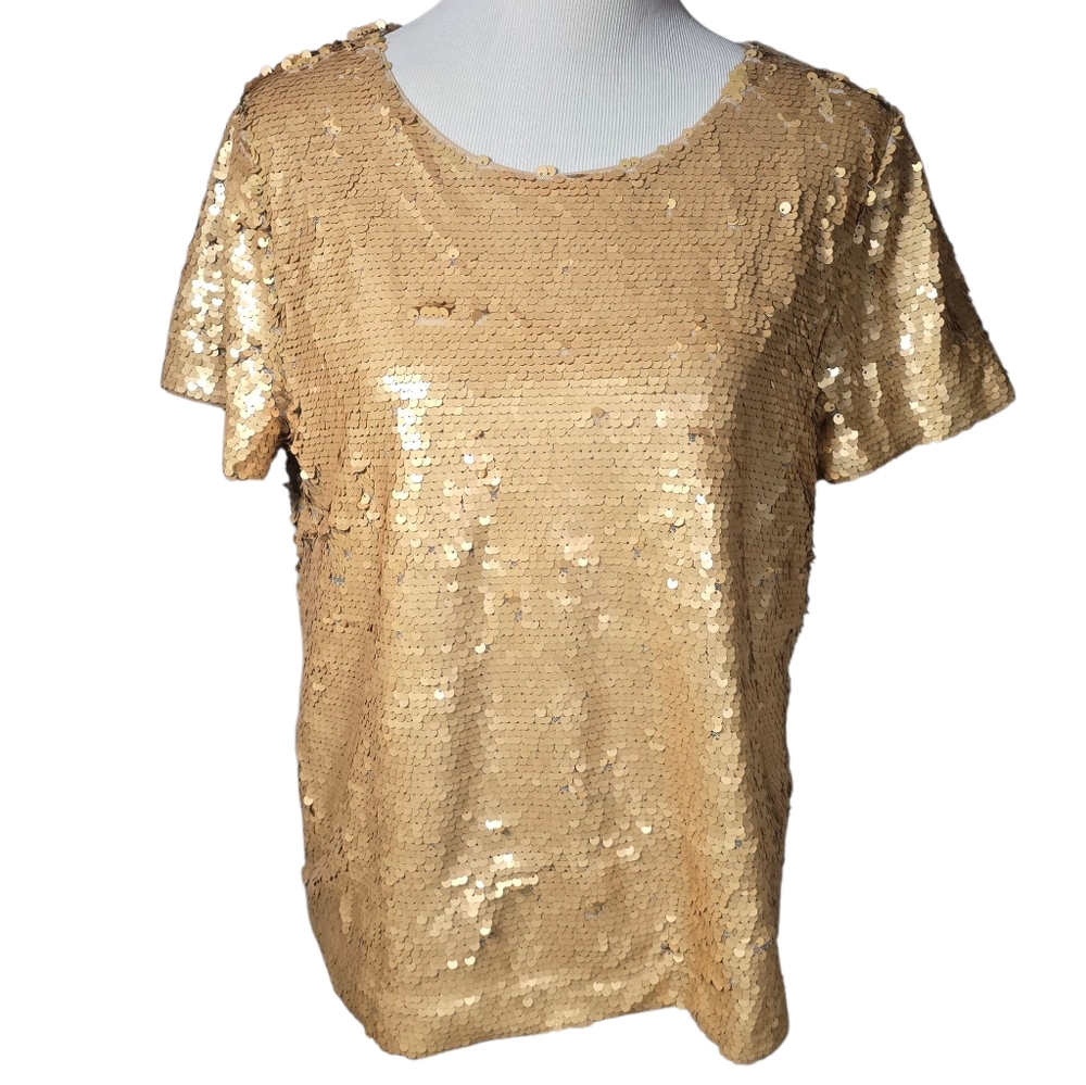 J. Crew Size Large Shimmering Gold Sequin Top